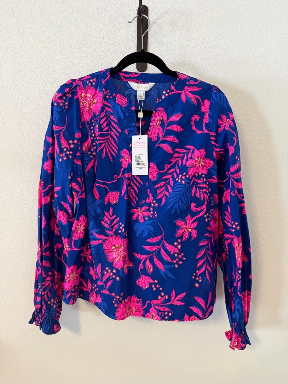 NWT Lilly Pulitzer Coulter Long Sleeve Cotton Top Blue Never Ending Summer